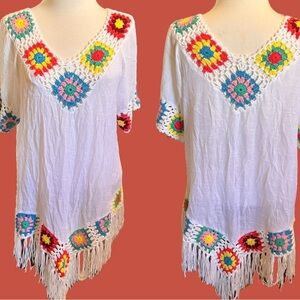 India Boutique Multicolor Crochet swim coverup